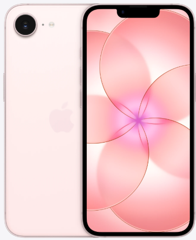 Ein rosafarbenes iPhone mit einem kreisförmigen abstrakten rosa Hintergrundbild auf dem Bildschirm.