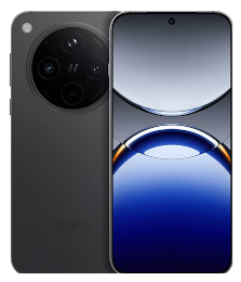 Vorder- und Rückansicht eines Smartphones mit rundem Kameramodul und blauem Farbverlaufsbildschirm.