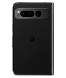 Ein schwarzes Smartphone mit drei Kameralinsen auf der Rückseite und einem G-Logo in der Mitte.