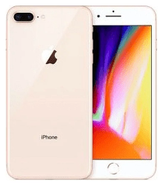 Ein goldenes iPhone, das die Vorder- und Rückseite zeigt, mit einem bunten Display.