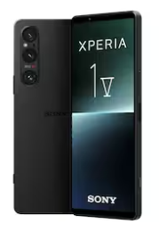 Schwarzes Sony Xperia Smartphone mit Frontdisplay und dreifacher Rückkamera.