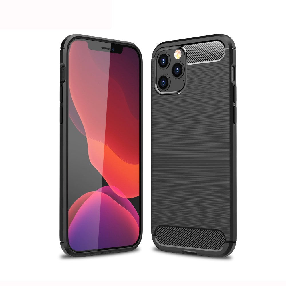 iPhone 12 Pro Max - Metall Carbon Look Gummi Hülle
