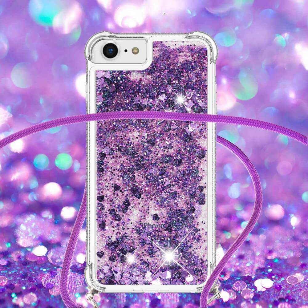 iPhone SE / 8 / 7 - Coque Paillettes Avec Bandoulière