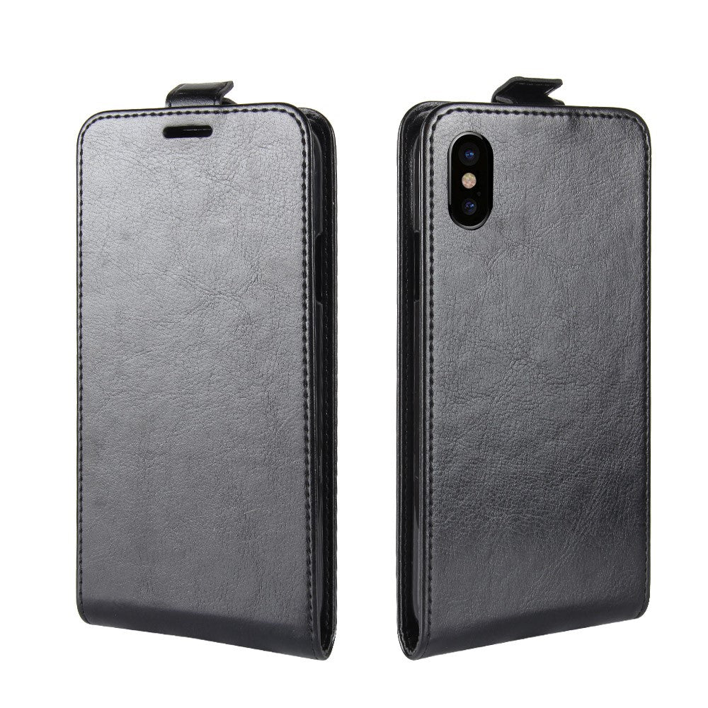 iPhone Xs / X - Leder Flip Case Mit Fotofach Vertikal