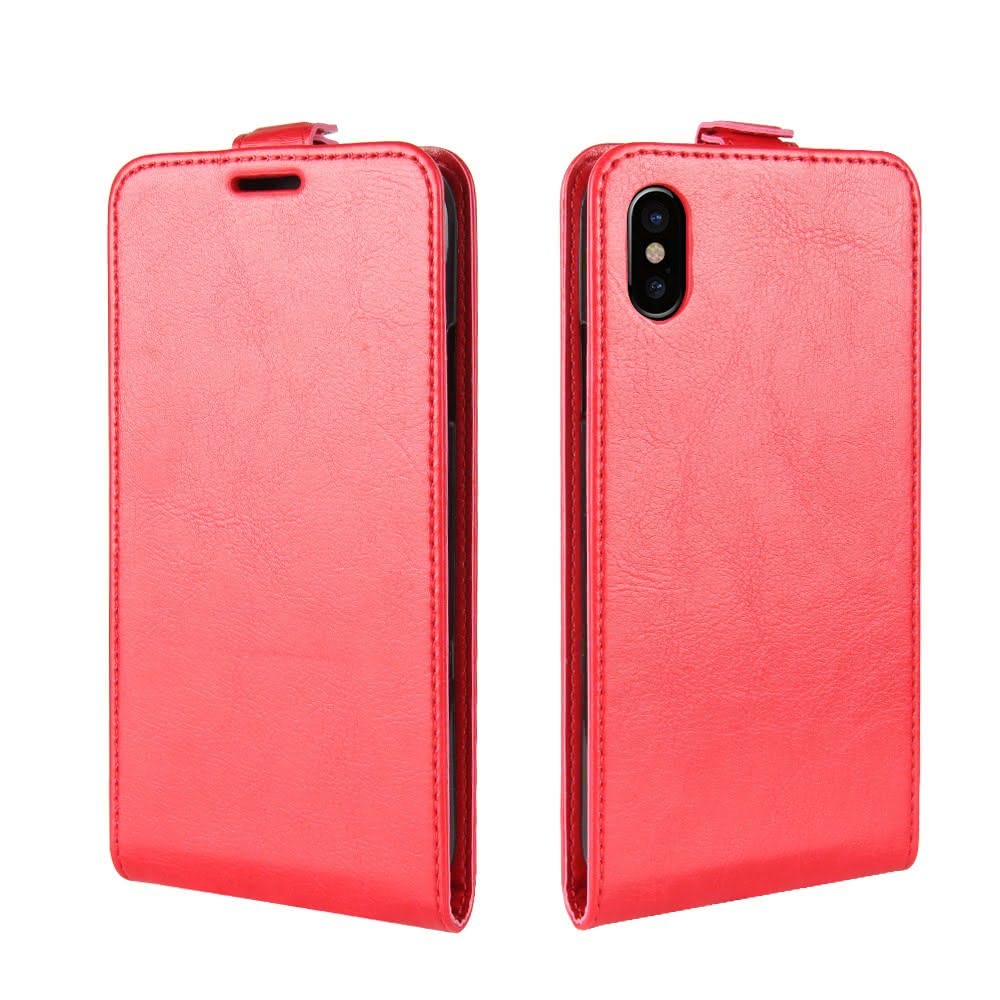 iPhone Xs / X - Leder Flip Case Mit Fotofach Vertikal