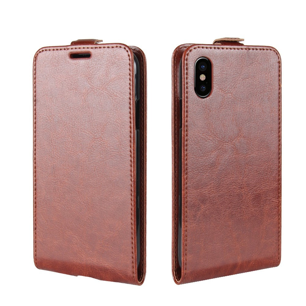 iPhone Xs / X - Leder Flip Case Mit Fotofach Vertikal