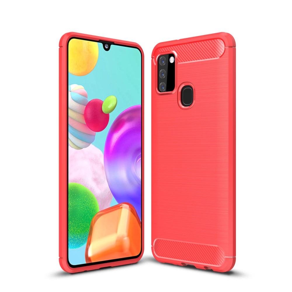 custodia Galaxy A21s - Metallo Carbon Look Gomma