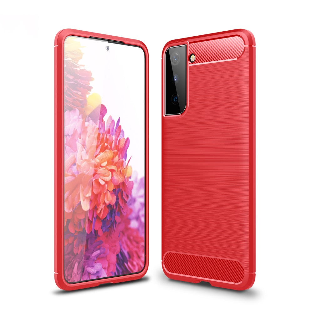 custodia Galaxy S21+ - Metallo Carbon Look Gomma rosso