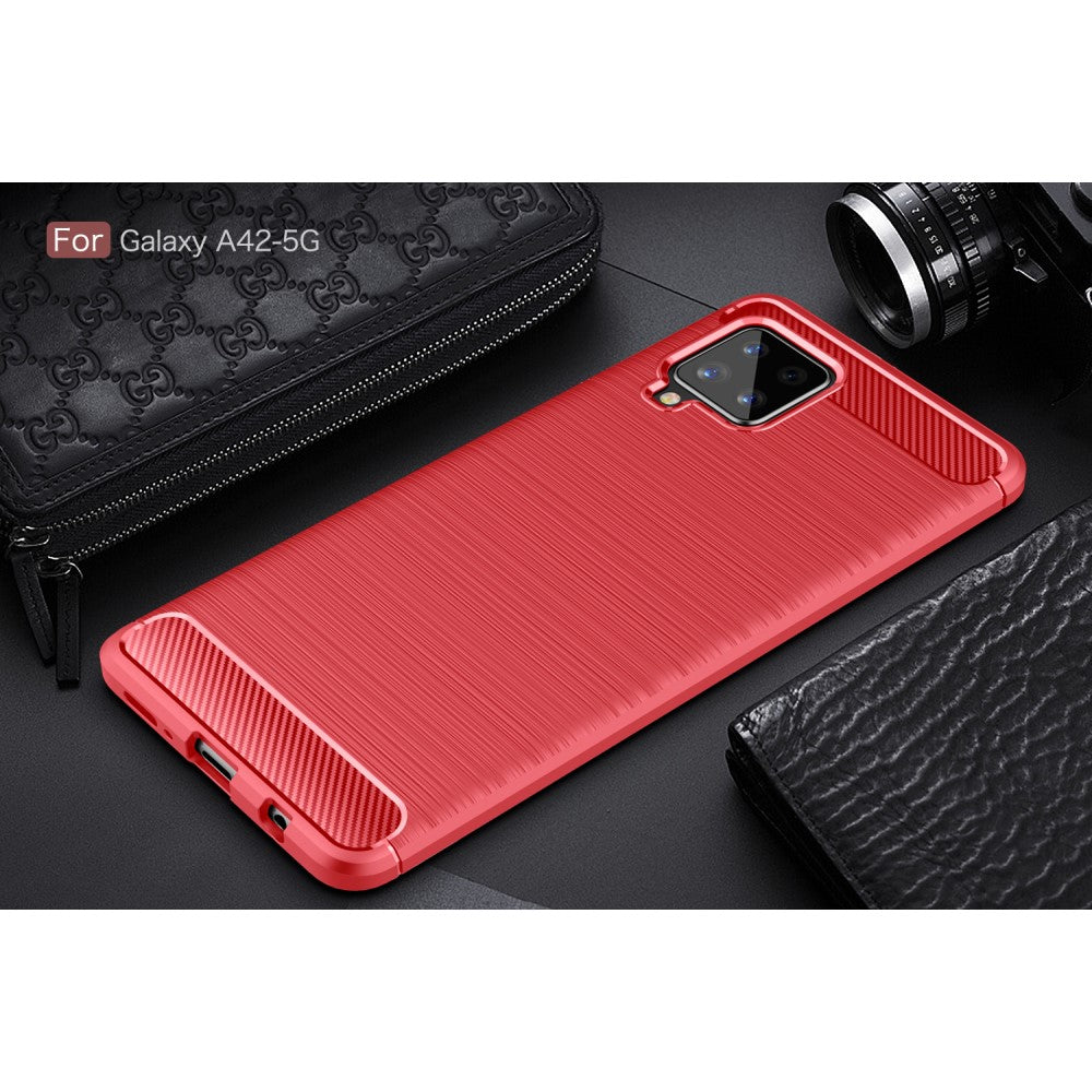 Galaxy A42 - Custodia look metallo carbone
