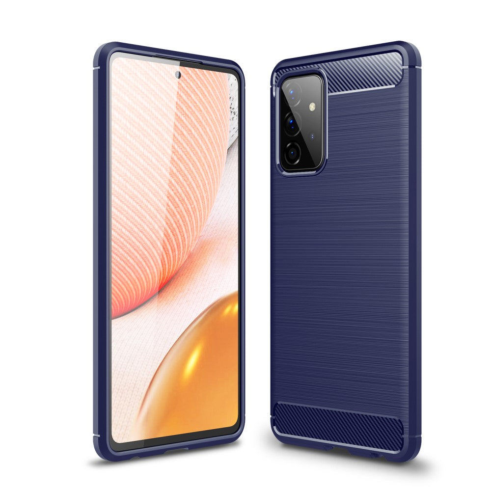 Galaxy A72 - Metal Carbon Look Rubber Case