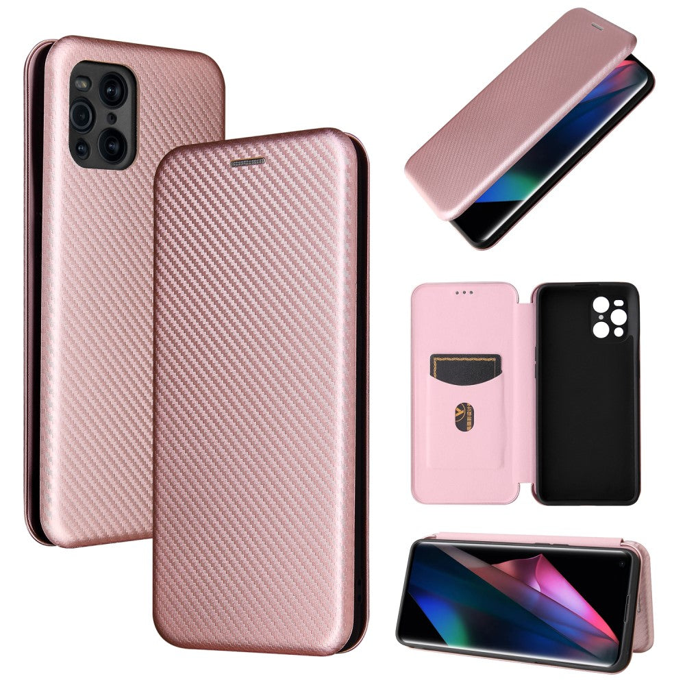 Oppo Find X3 Pro - Carbon Look Flip Case Case