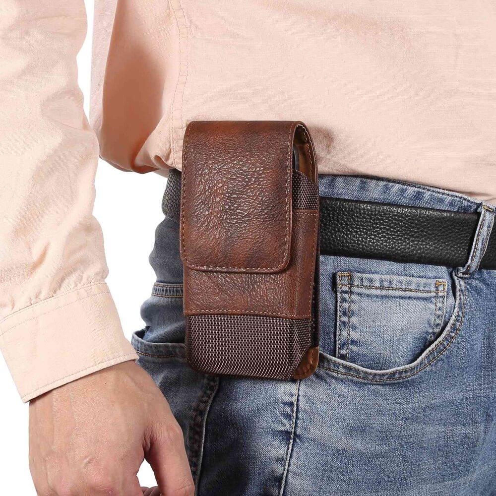 Nylon - leather belt bag with card pocket black / XL