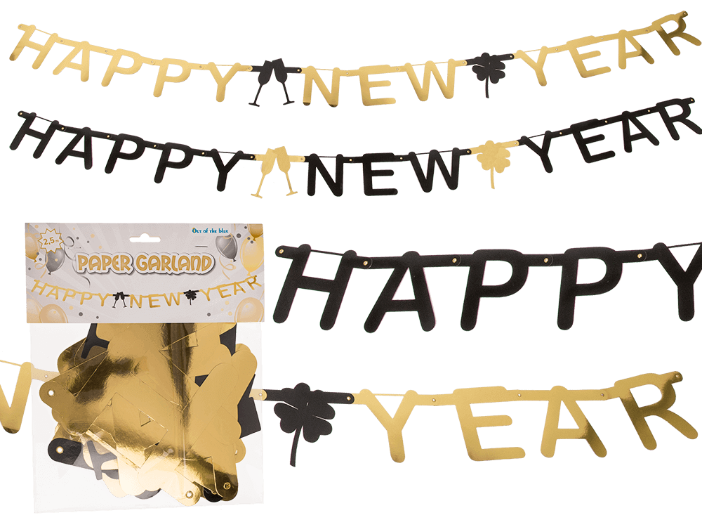 2 Stk Papier-Girlande Happy New Year