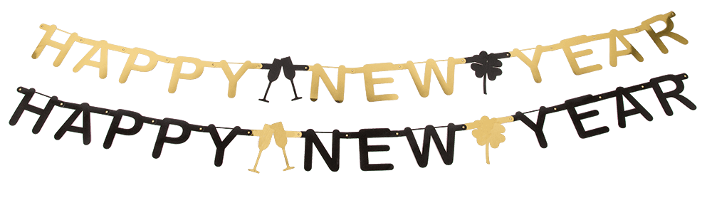 2 Stk Papier-Girlande Happy New Year
