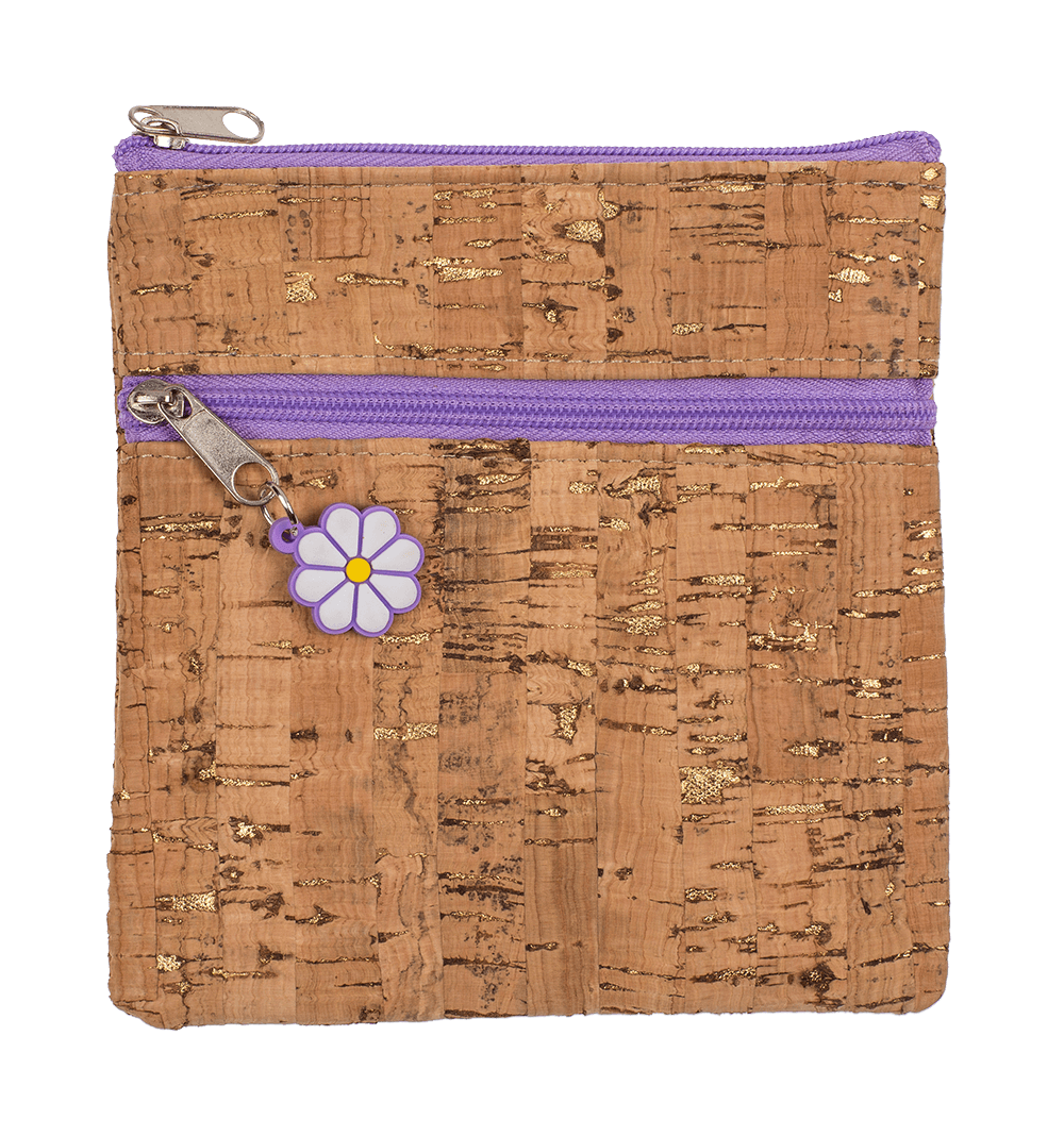 Cork wallet with zipper closure