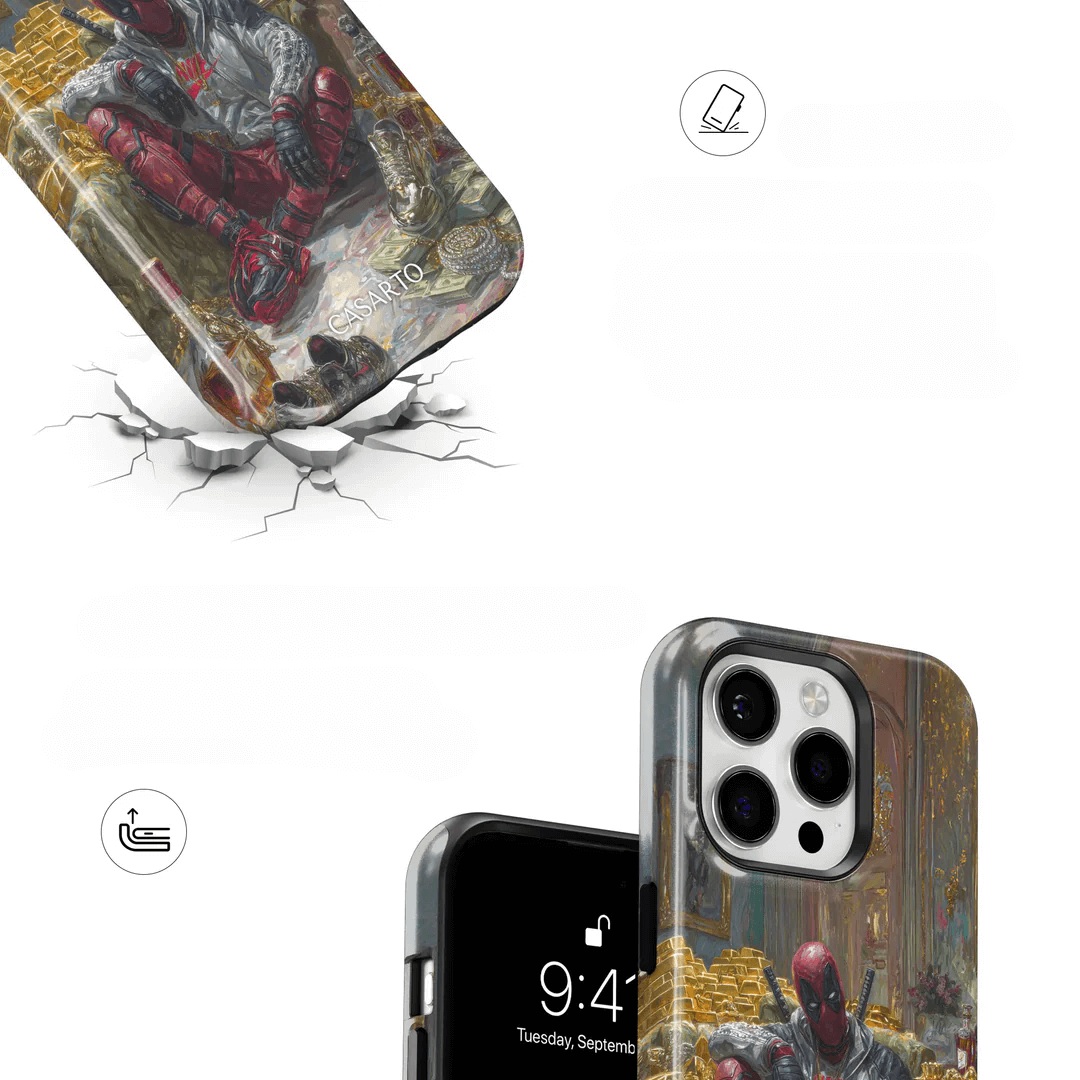 Das Cover-Discount Galaxy S25 - Casarto Handyhülle Deadrich bietet ein beeindruckendes Deadpool-Artwork, MagSafe-Kompatibilität für einfaches Aufladen und eine präzise Passform für Ihr Galaxy S25 Ultra, um optimalen Schutz zu bieten.