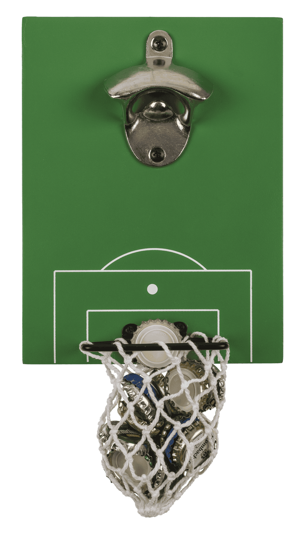 Football Pitch Bottle Opener with Goal β Metal Bottle Opener with Net Catcher