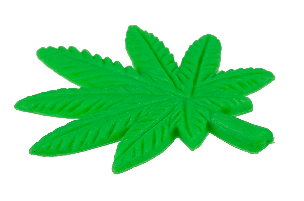 Feuille de cannabis en plastique qui pousse