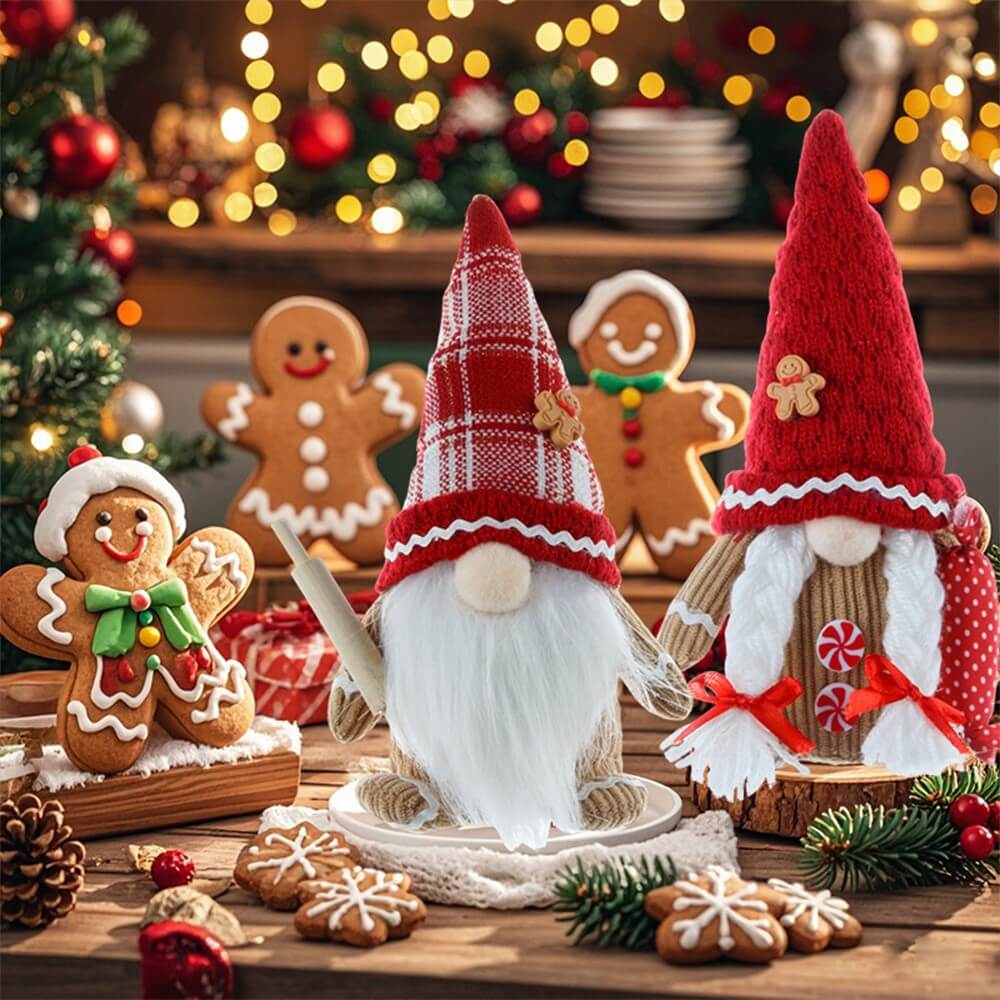 Set di 2 gnomi in costume di pan di zenzero decorazione natalizia