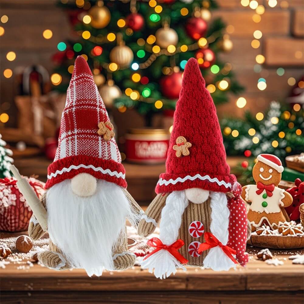 Set di 2 gnomi in costume di pan di zenzero decorazione natalizia