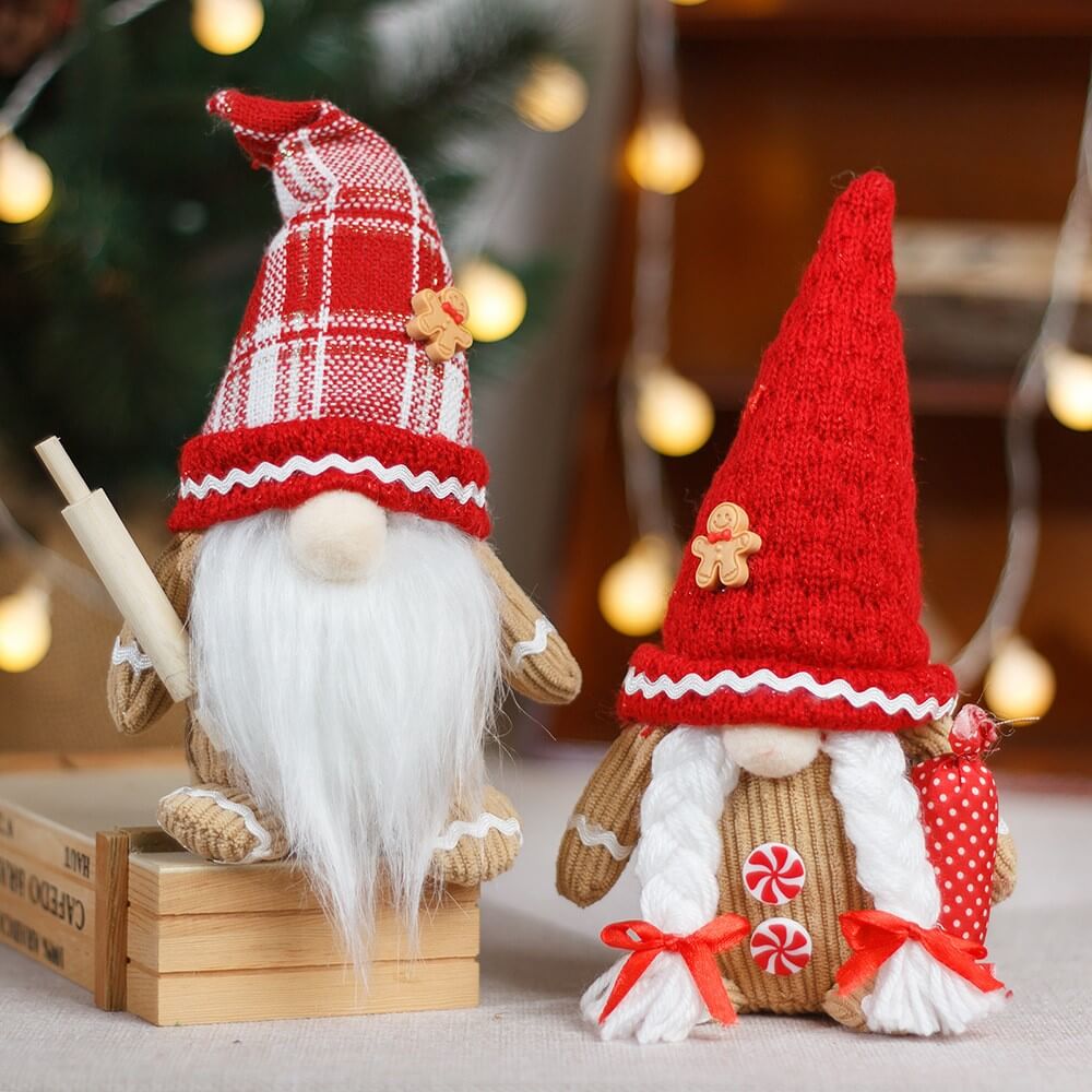 Set di 2 gnomi in costume di pan di zenzero decorazione natalizia