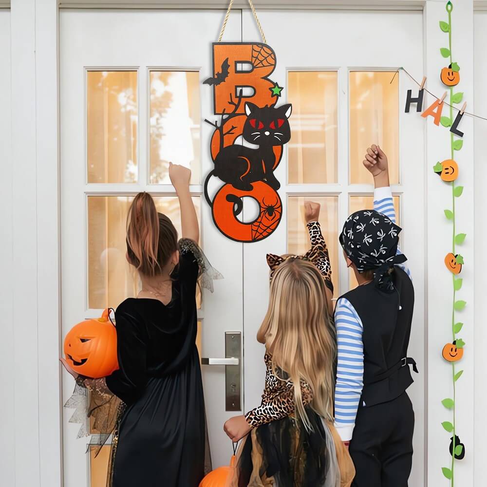 Accroche-porte en bois pour décoration de fête d'Halloween