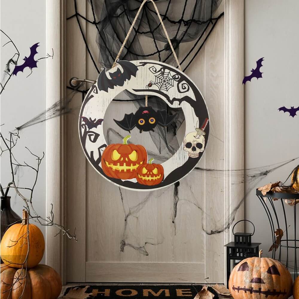 Accroche-porte en bois pour décoration de fête d'Halloween