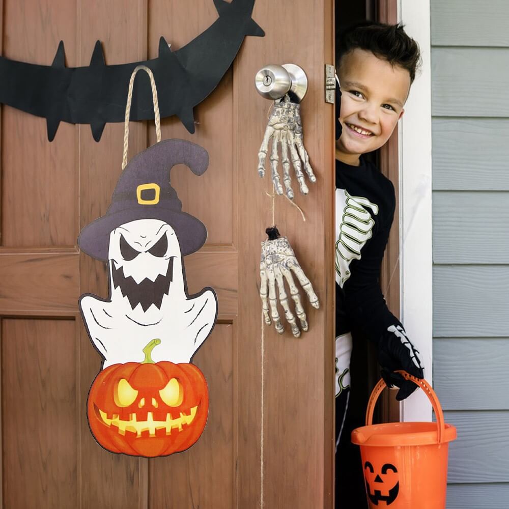 Accroche-porte en bois pour décoration de fête d'Halloween