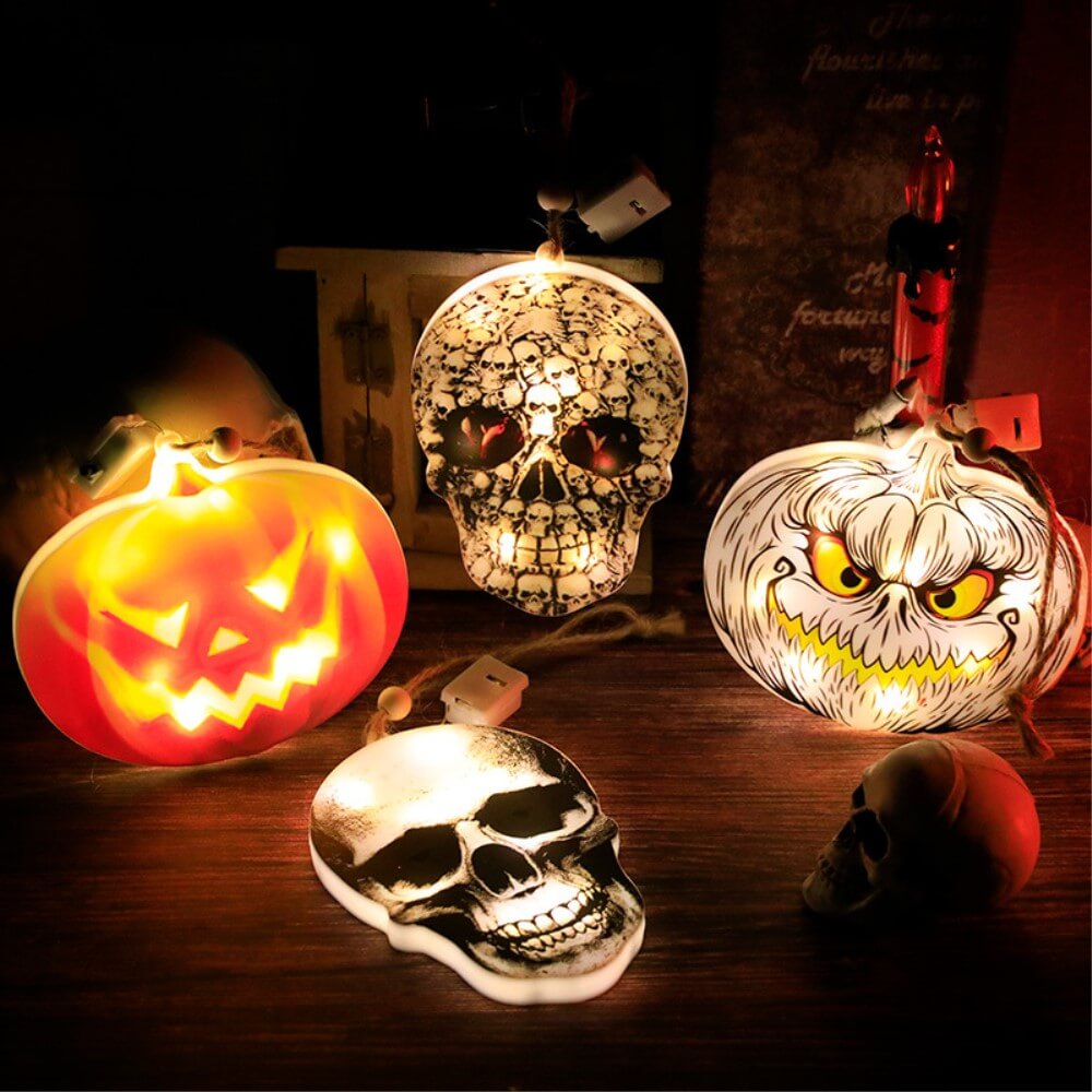 2er Set Halloween Partydeko LED Anhänger