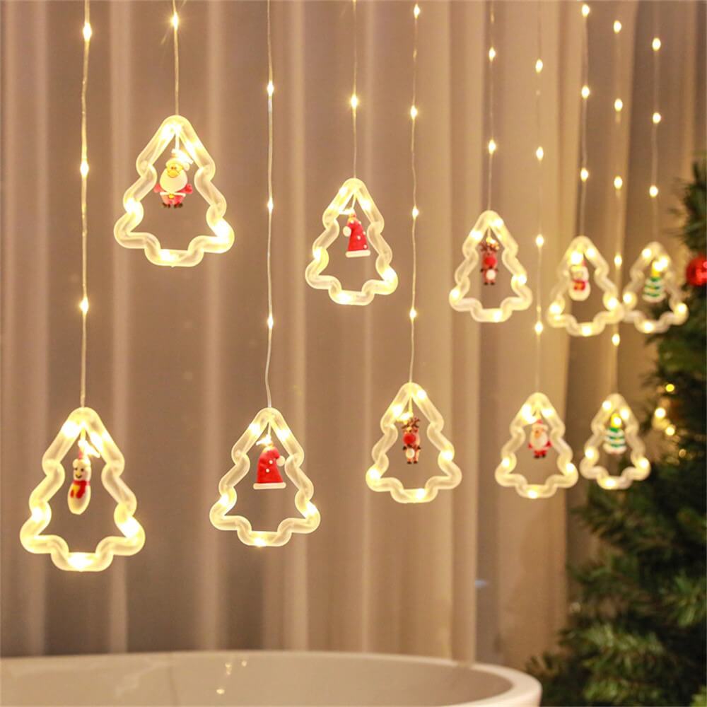 Vorhang Lichterkette LED In- & Outdoor, Weihnachtsbäume 3m