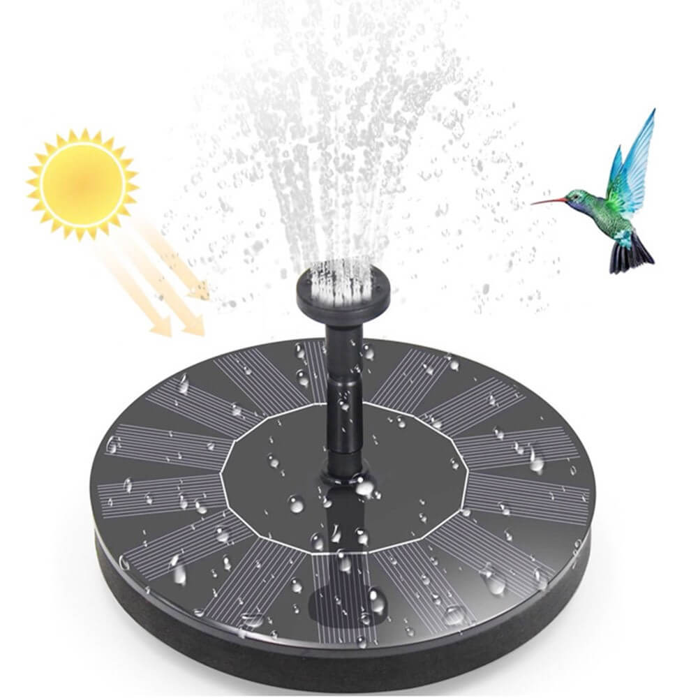Der Cover-Discount Springbrunnen Wasser Fontäne Solar verfügt über einen aufsteigenden Strahl, ein Sonnensymbol und einen Kolibri – eine ideale Gartendeko für Ihren Außenbereich.