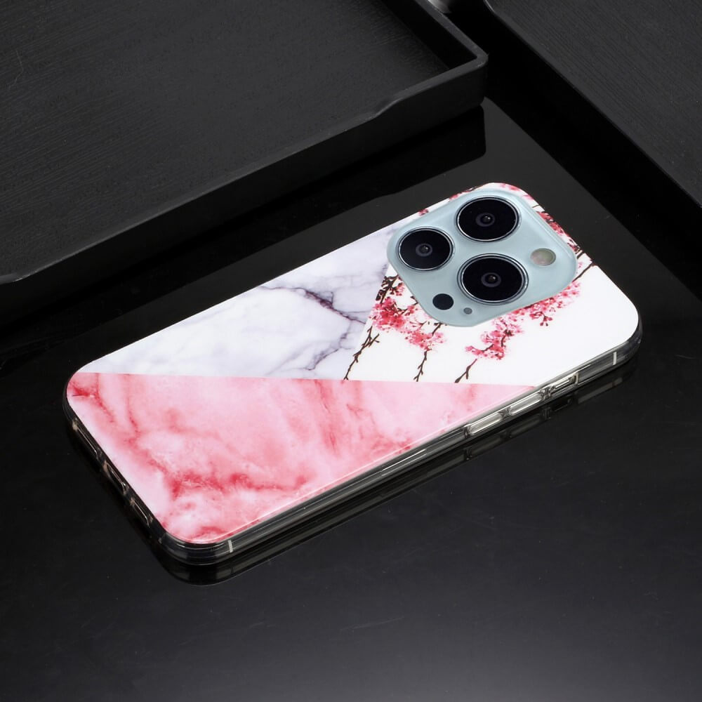 iPhone 14 Pro Max - Silicone Rubber Case White Marble