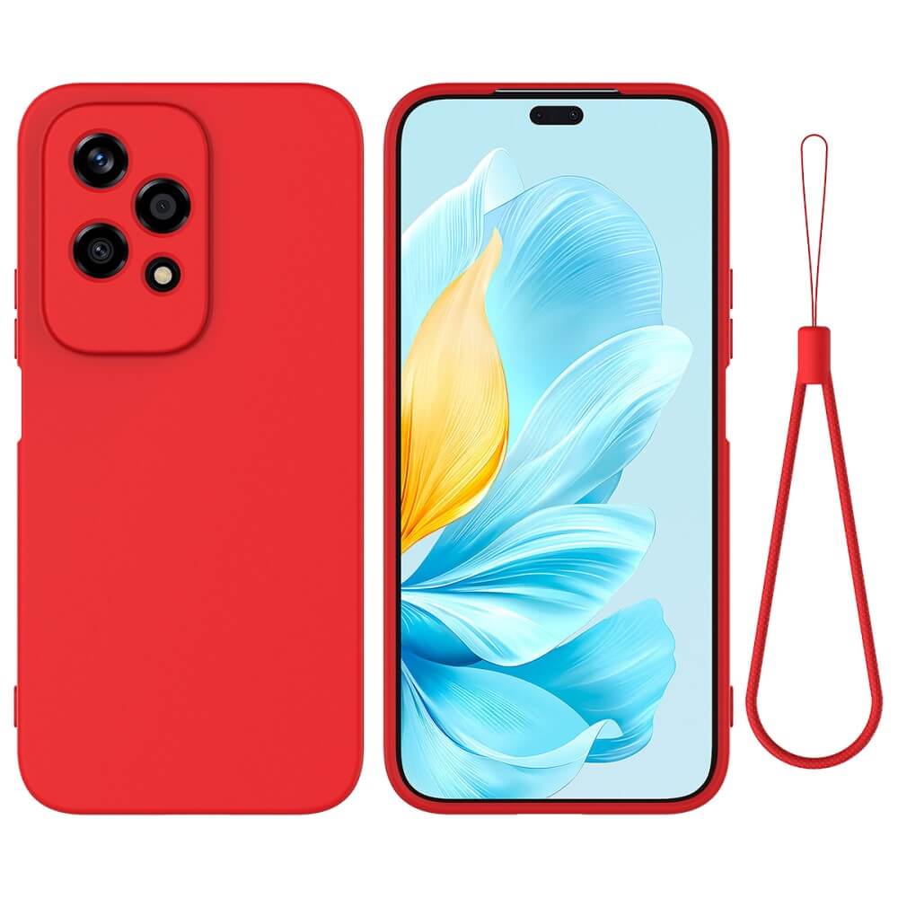 Cover Honor 200 Lite Con Cordino: Custodia In Silicone Rosso Con Tracolla Regolabile, Pratica E Sicura - 4