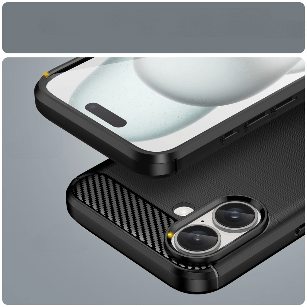 iPhone 16 Plus - Metall Carbon Look Hülle