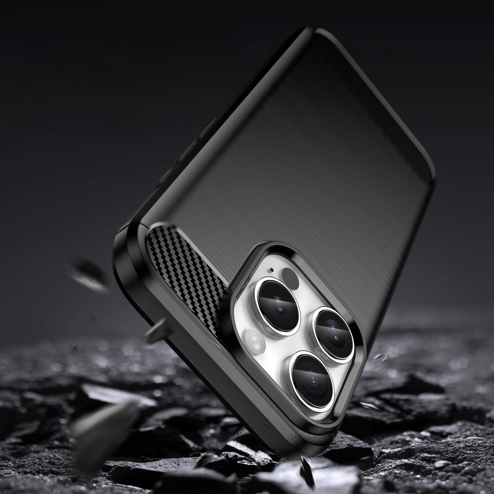 iPhone 16 Pro - Coque look métal carbone