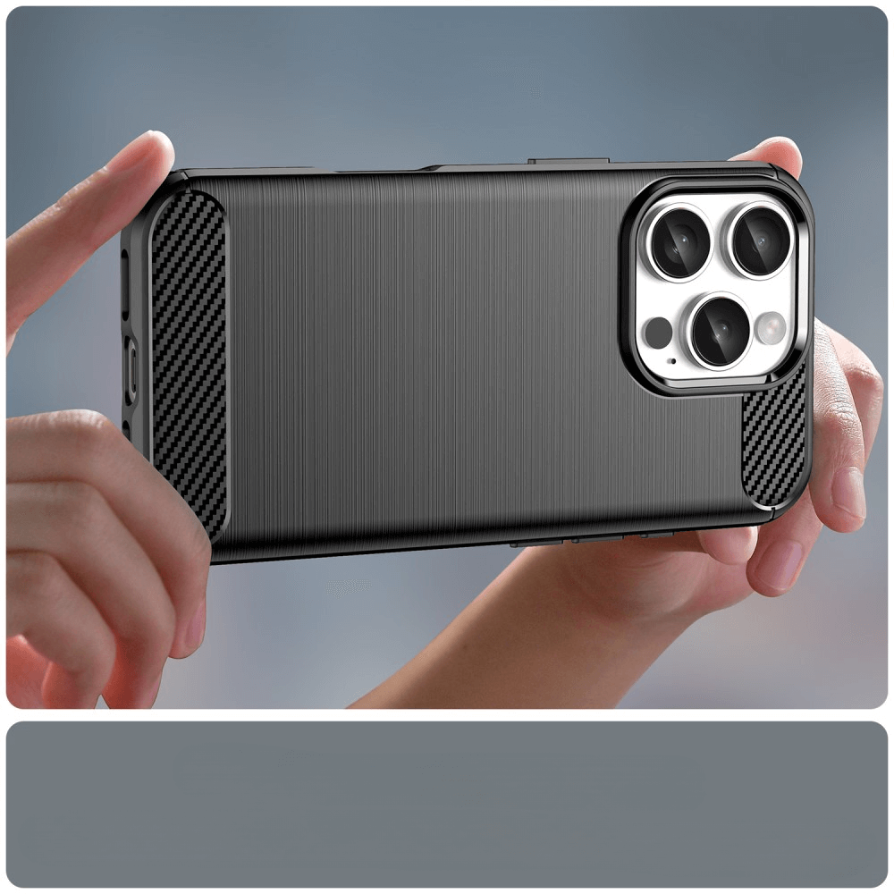 iPhone 16 Pro - Coque look métal carbone