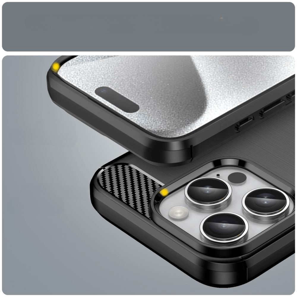 iPhone 16 Pro - Coque look métal carbone