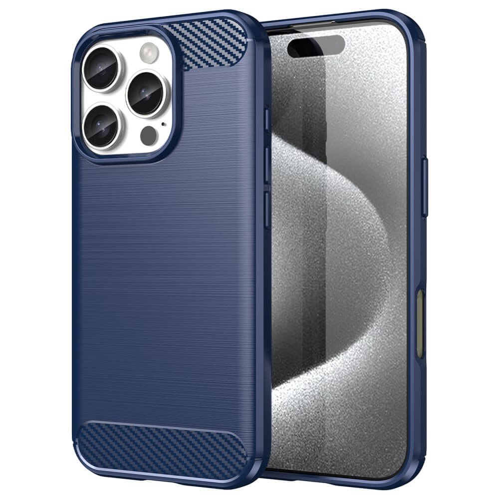 iPhone 16 Pro - Coque look métal carbone