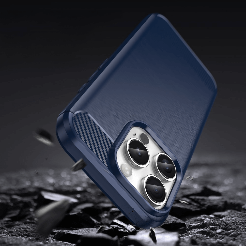 iPhone 16 Pro - Coque look métal carbone
