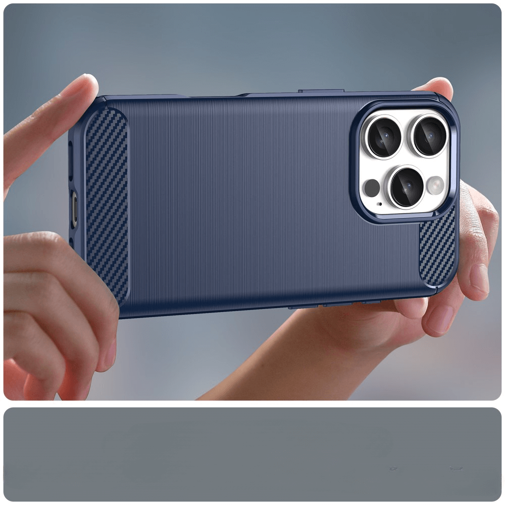 iPhone 16 Pro - Coque look métal carbone