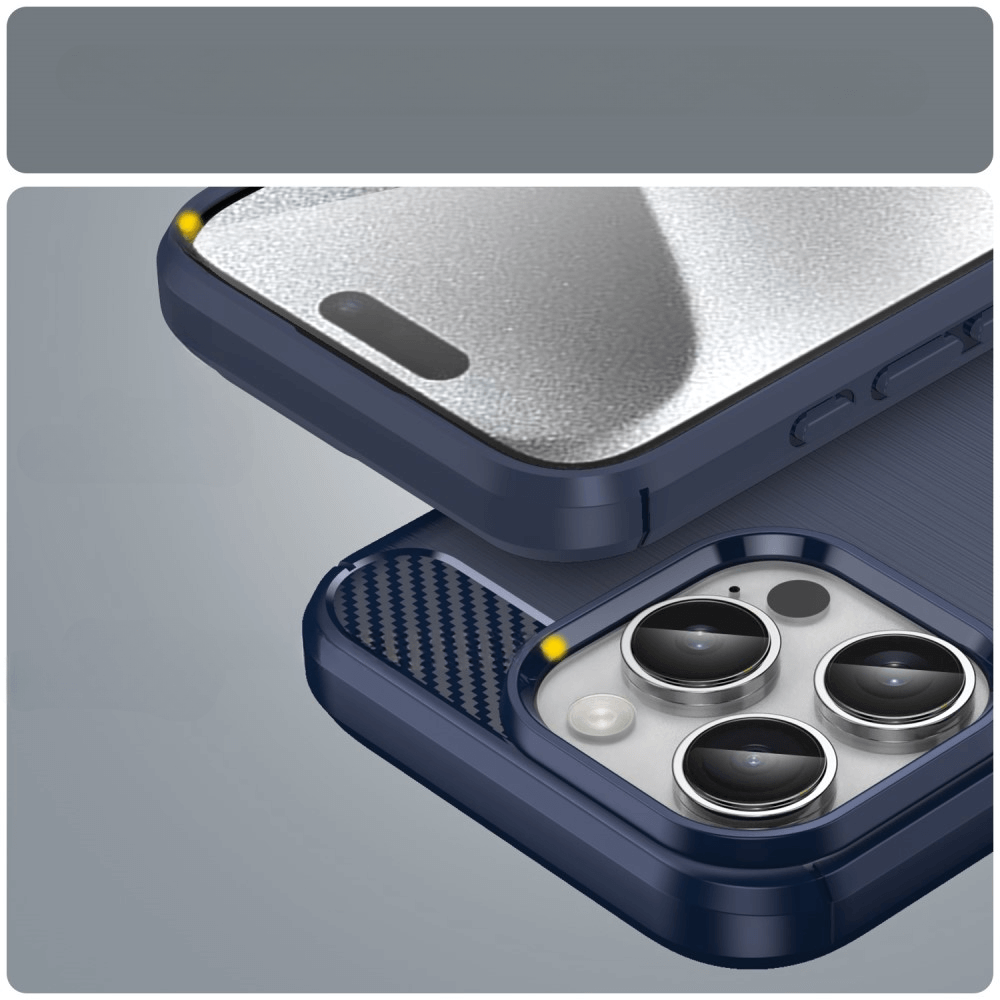 iPhone 16 Pro - Coque look métal carbone