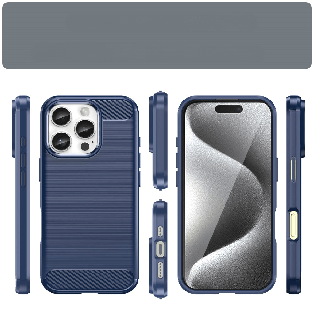 iPhone 16 Pro - Coque look métal carbone