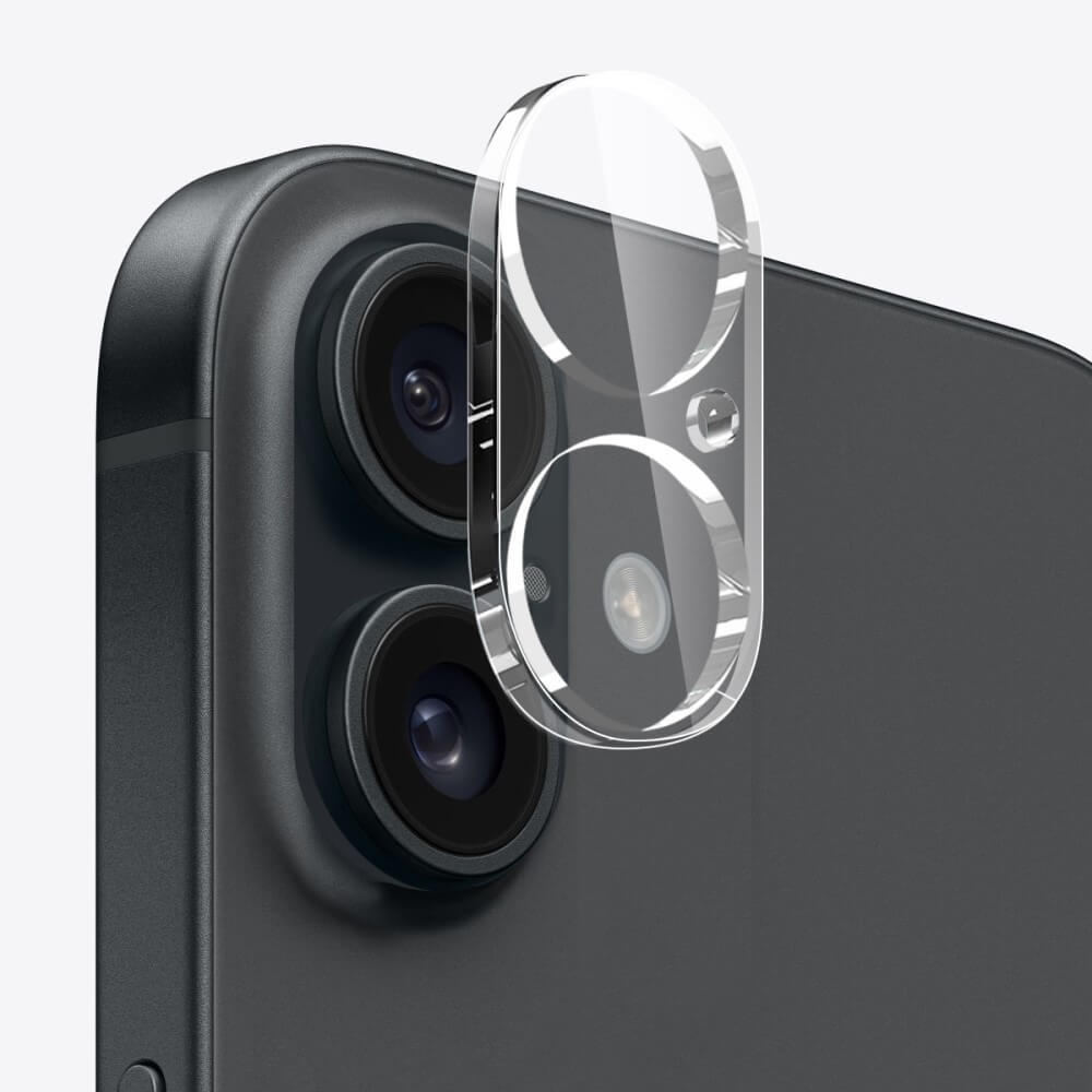 Nahaufnahme des iPhone 16, geschützt durch das NORTHJO-Set aus Handyhülle und Panzerglas, mit einem klaren Linsenschutz von NORTHJO, der über den Kameralinsen schwebt und für Rundumschutz sorgt.