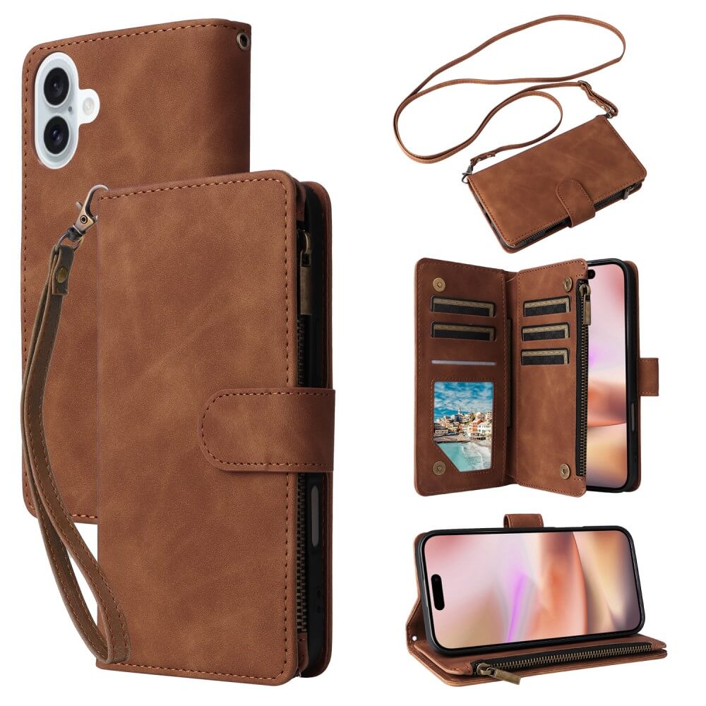 iPhone 16 Plus - Brieftaschen Hülle mit Umhängeband