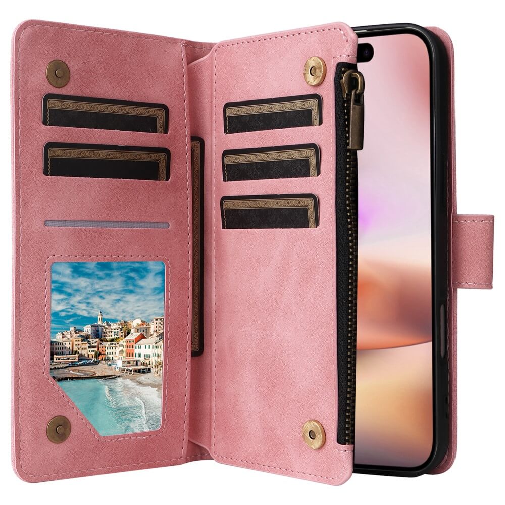 iPhone 16 Plus - Brieftaschen Hülle mit Umhängeband