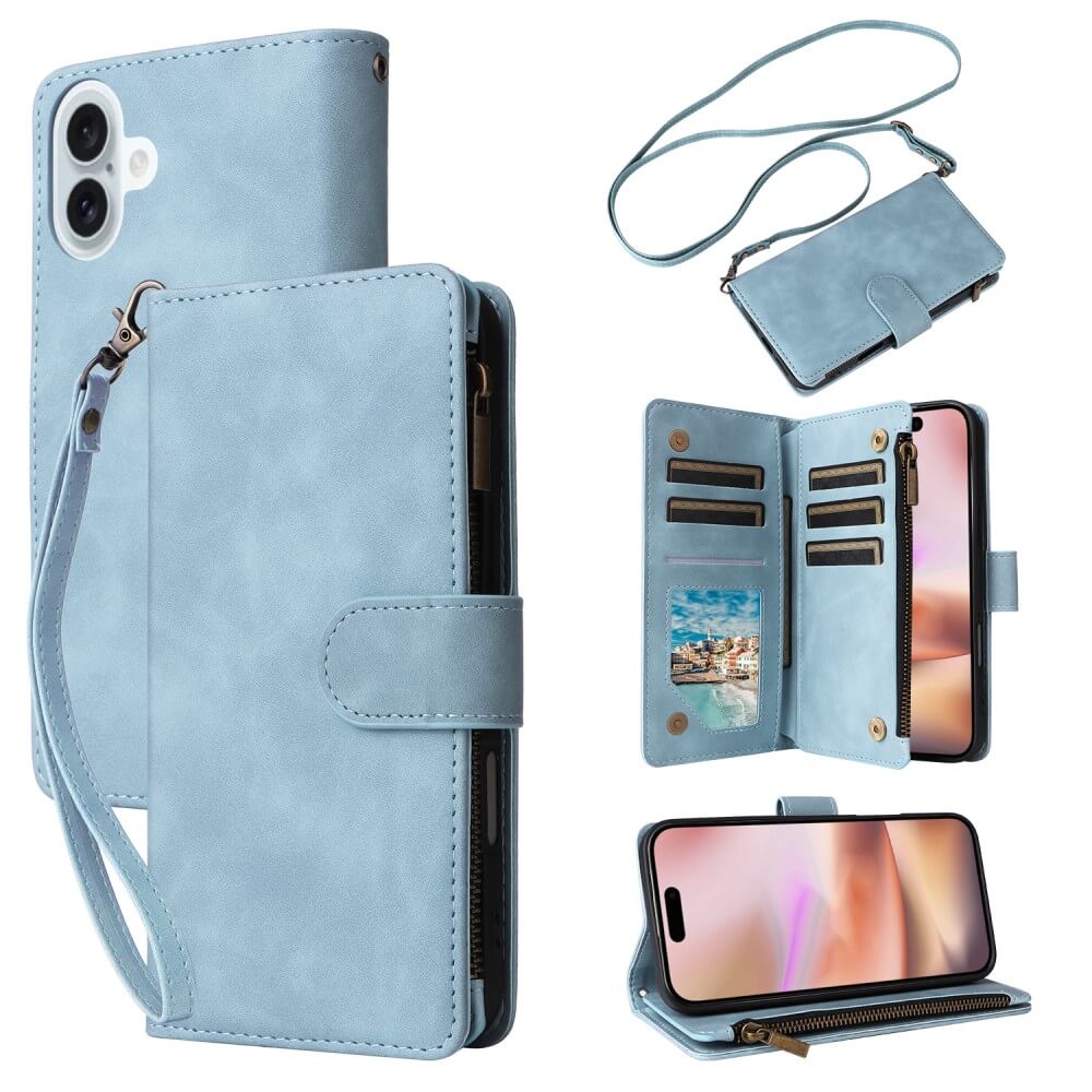 iPhone 16 Plus - Brieftaschen Hülle mit Umhängeband
