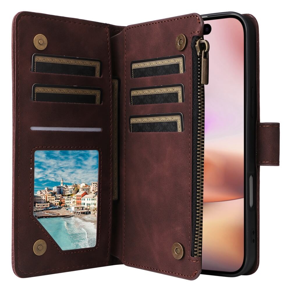 iPhone 16 Plus - Brieftaschen Hülle mit Umhängeband