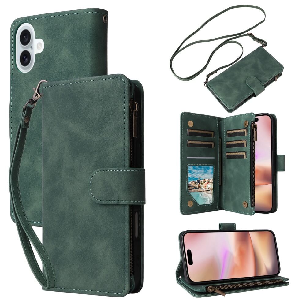 iPhone 16 Plus - Brieftaschen Hülle mit Umhängeband