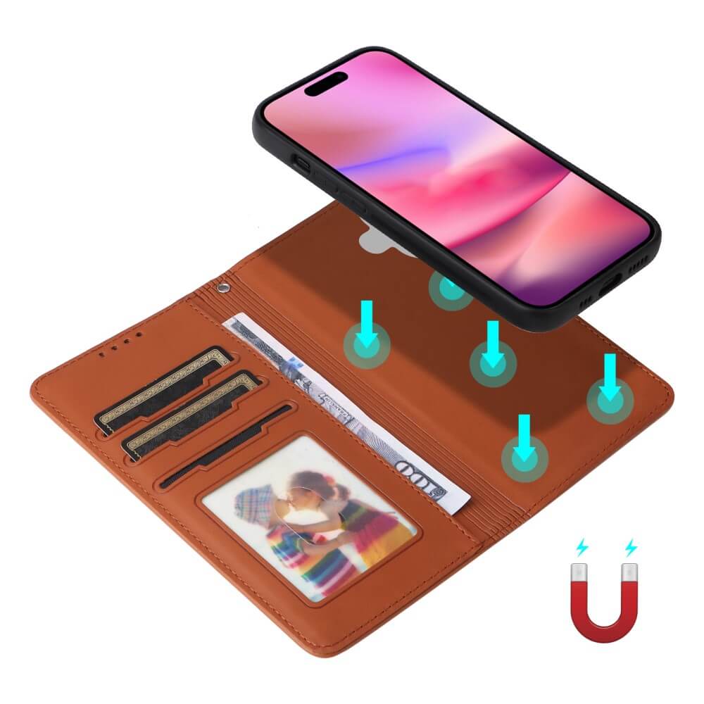 iPhone 16 - Custodia portafoglio divisibile 2 in 1