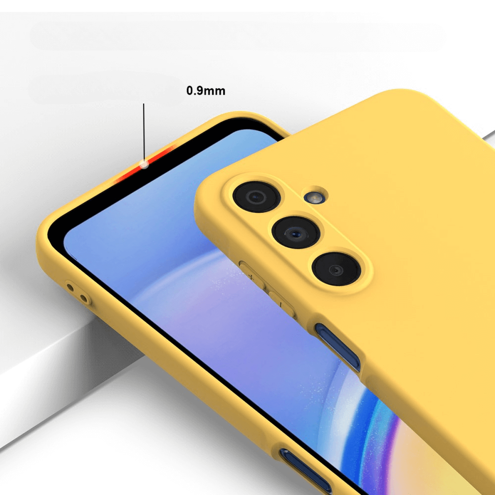 Die Cover-Discount Galaxy A16 Silikon Gummi Hülle mit Riemen in Gelb bietet dank 0,9mm erhöhtem Rand an Kamera und Display optimalen Schutz und Strapazierfähigkeit.
